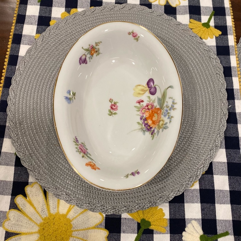 KPM purple, orange floral pattern, Oval Platter, porcelain,‎ Germany. Lovely!
